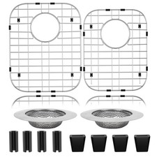 2Pack 304 Stainless Steel Sink Protector for Double Kitchen Sink Rear Drain, ...