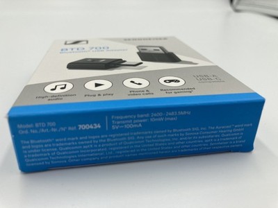 Sennheiser BTD-700 Lossless Bluetooth Adapter Transmitter USB-C