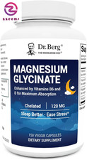 Dr. Berg Magnesium Glycinate 150Ct   4-In-1 Chelated for Muscle, Nerve, Sleep 