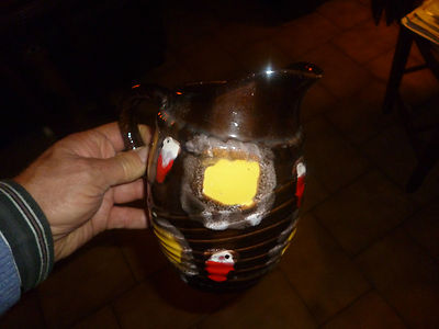 Toller kleiner Weinkrug Töpferei Steinzeug lackiert Krug Wasser Deko Design 70er Jahre