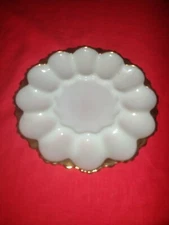 Antique Milk Glass Deviled Egg Platter