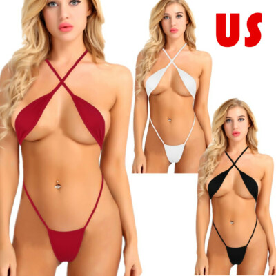 Women's Sexy Extreme Sling Shot Micro Mini Bikini One Piece Monokini Swimsuit