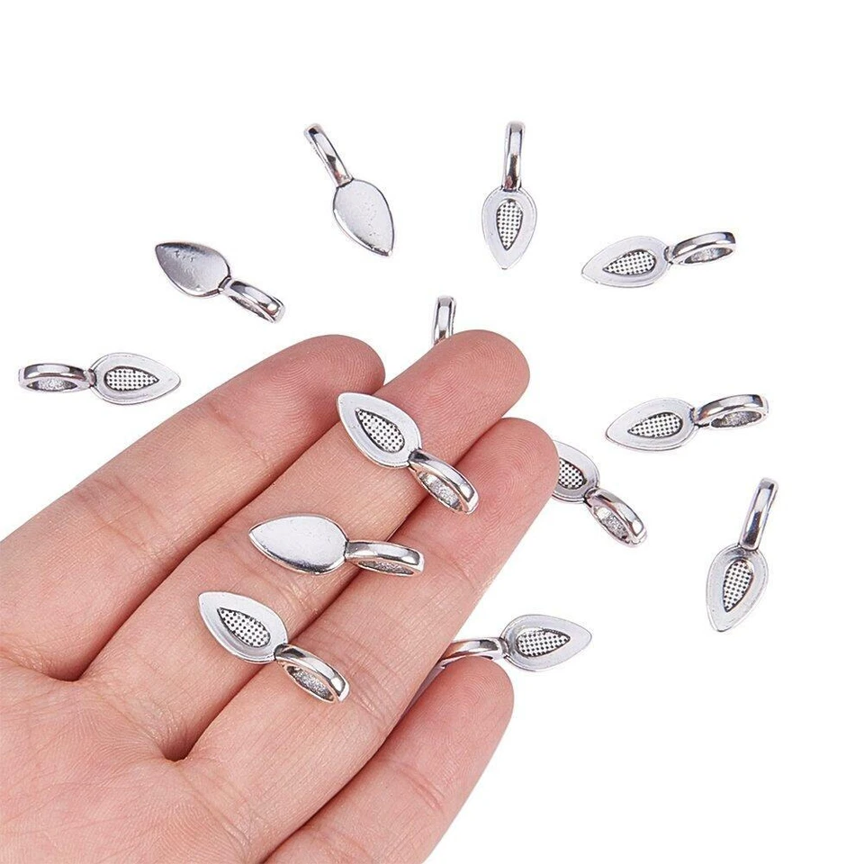 Almohadilla plana adhesiva de hojas de aleación tibetana 50 piezas soporte de dije de plata antigua 21 mm Foto 4 de 4