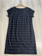 NWT Banana Republic Blue Gold Metallic Striped Short Sleeve Knit Dress Sz 8P