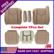 Fits 03-06 GMC Sierra Chevy Silverado Seat Cover Tan Driver Passenger Bottom-Top