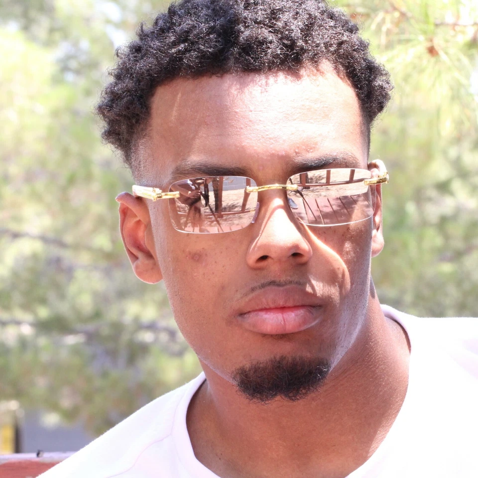 Anteojos cuadrados lentes transparentes sin montura gángster estilo vintage retro Wood Buffs años 90 Foto 2 de 4