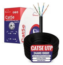 1000ft CAT5e UTP Ethernet Network Cable 24AWG LAN RJ45 CCA Solid Bulk Wire Black