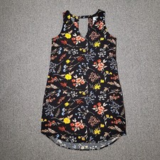 Old Navy Shift Dress Womens Small Black Floral V-Neck Sleeveless Summer Dress