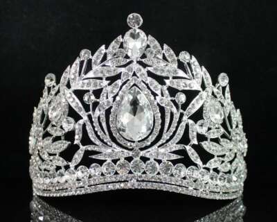 FANTASTIC AUSTRIAN CRYSTAL RHINESTONE TIARA CROWN W/ HAIR  display picture 2