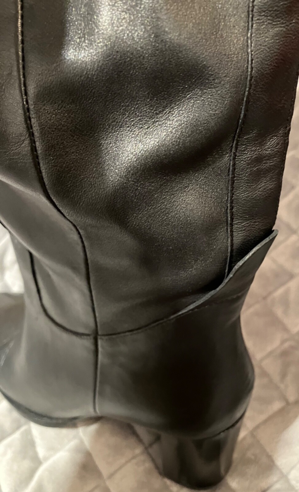 New Massimo Dutti Black Leather Knee Boots Size 4 EUR 37 BlockHeel RRP  £249 image 5