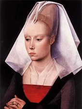 Oil painting rogoer vander weyden - portrait of a woman with white scarf canvas