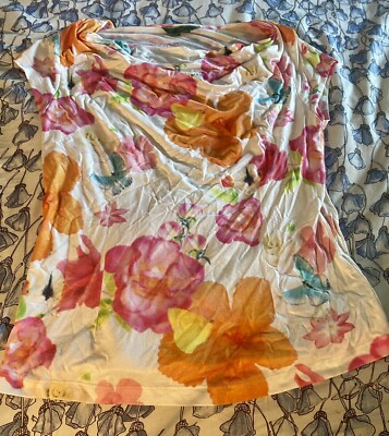 Oilily Shirt Blouse Womens SS Colorful Flowers Butterflies Small NWOT