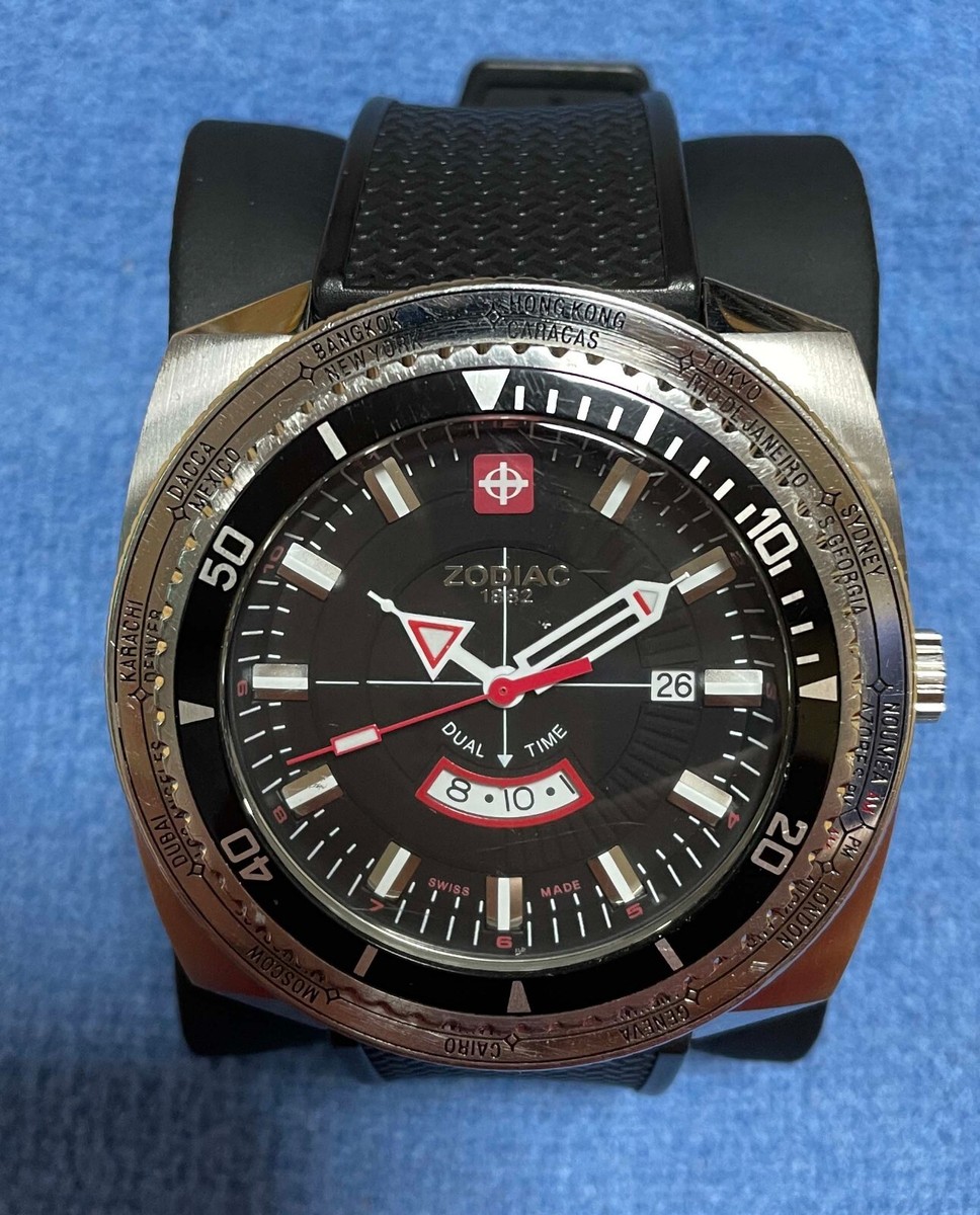 zodiac super sea dragon ZO3701 watch dual time Swiss Made Manual