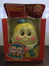 Vintage Preschool 1983 Mattel Humpty Dumpty Musical Crib Rail Rocker Action Toy