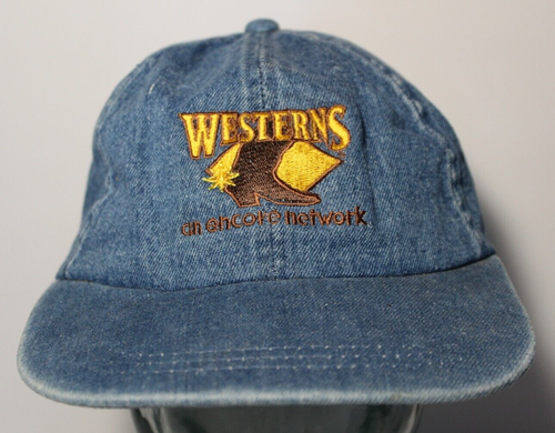 1990s Vintage Starz Encore Westerns Western Movies Denim Hat John Wayne Cowboy - Picture 3 of 20