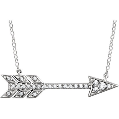 Arrow Diamond Necklace .10 Ct. Diamonds 16" in 14K Yellow Gold - Picture 9 of 12