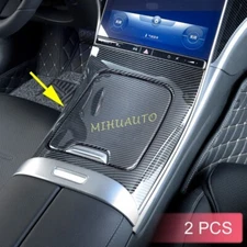 Carbon Fiber Center Console Cup Holder Cover Trim For 2022-2025 Mercedes C-Class