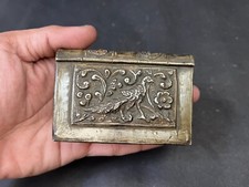 Old Vintage Handmade Unique Shape Peacock Carved Brass Storage Box Collectible