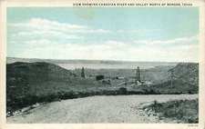 Oil Wells North of Borger Texas at Canadian River & Valley 1920s Postcard