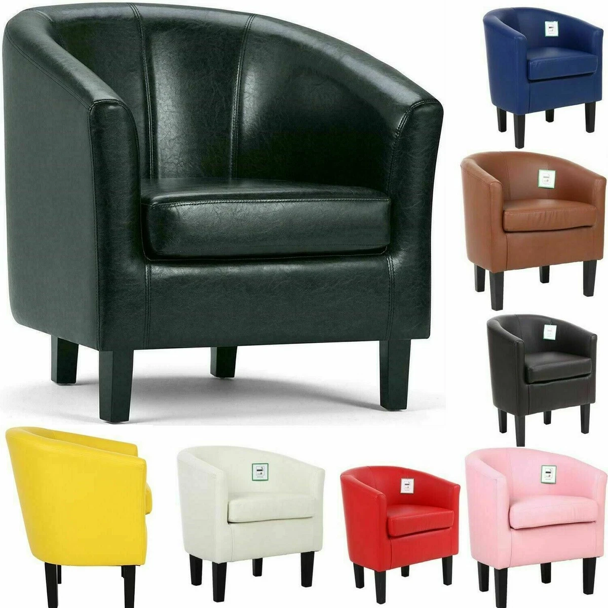 Luxury Faux Leather Tub Chair Armchair Sofa Seat For Dining Living