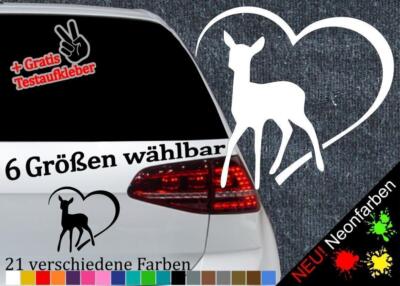 Rehkitz Herz Aufkleber -6 Größen- Wildnis Kitz Reh Natur Wald Rotwild Heart