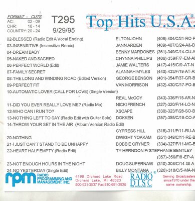 Top Hits U.S.A. - Ultrasonic-Q Radio Disc - September 29, 1995