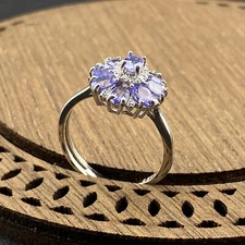 Multi Tanzanite Flower Shape Uniquely Crafted Beautiful S925 Amazing Ring