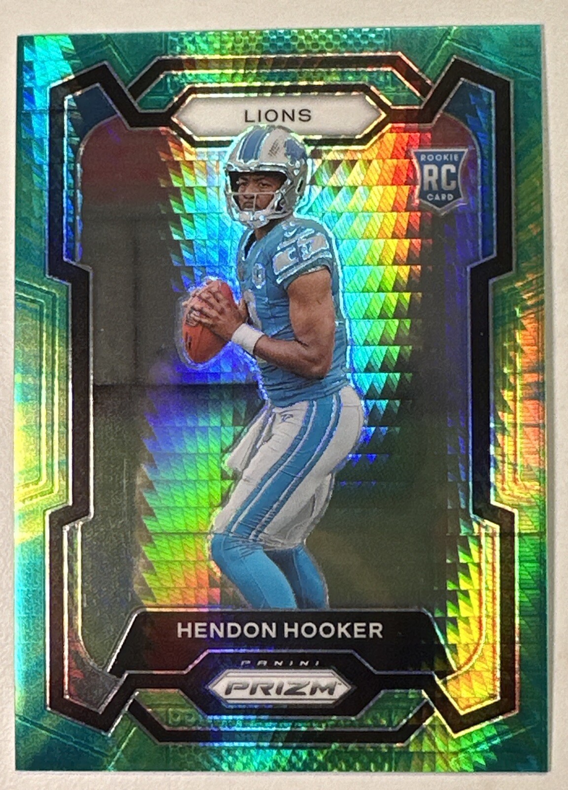 2023 Panini Prizm Hendon Hooker Rookie RC Green Hyper Prizm #329 /75 Lions