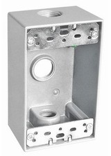  20 pc Weatherproof 1-Gang FS Box w/ Three 1/2" Holes GRAY Metal Outdoor