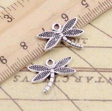 40pcs 18x14mm Tibetan Bronze Silver Alloy Charms Dragonfly Pendants EF3638 39