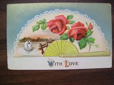 Vintage Postcard - With Love Greenville Michigan Postmark Unreadable - (487)