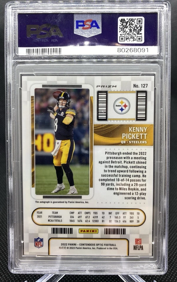 2022 Contenders Optic Silver Auto Kenny Pickett PSA 10 #127 Rookie RC Gem Mint - Image 2 of 2
