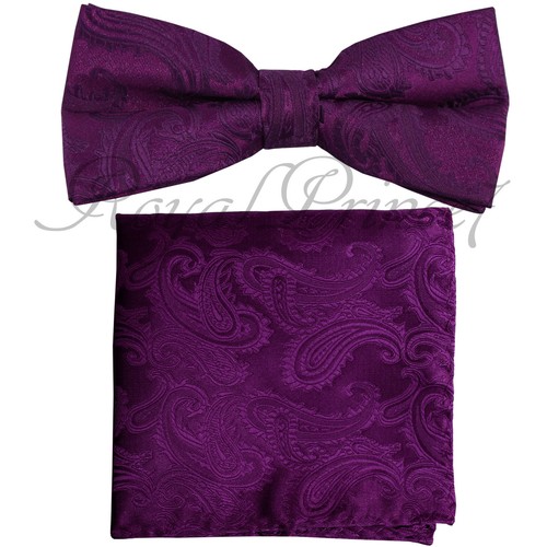 NEW MEN'S Paisley Bow tie and Pocket Square Hankie Set Wedding Party Prom Formal - Picture 16 of 27