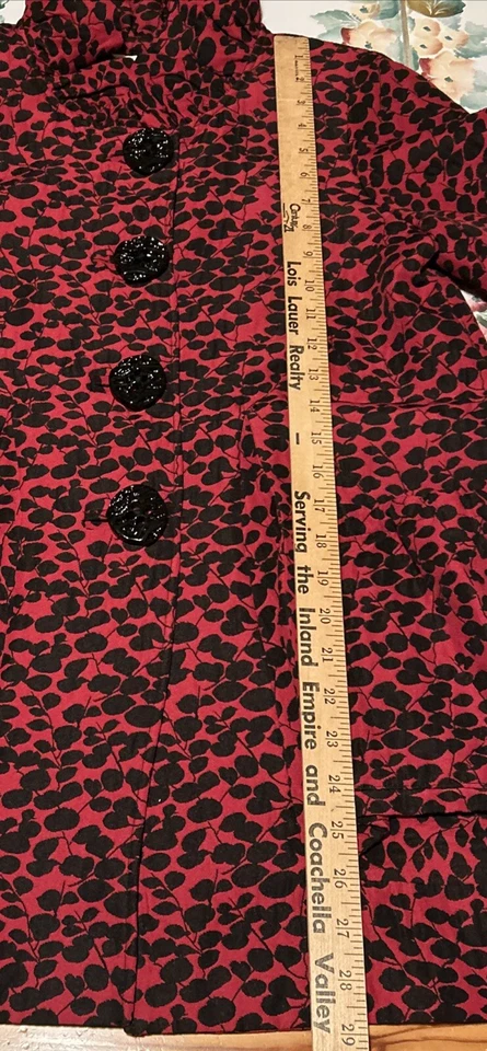 Vgt. An Ren New York Women’s Art To Wear Abstract Leaf Floral Red/Black (BR) Foto 3 de 4