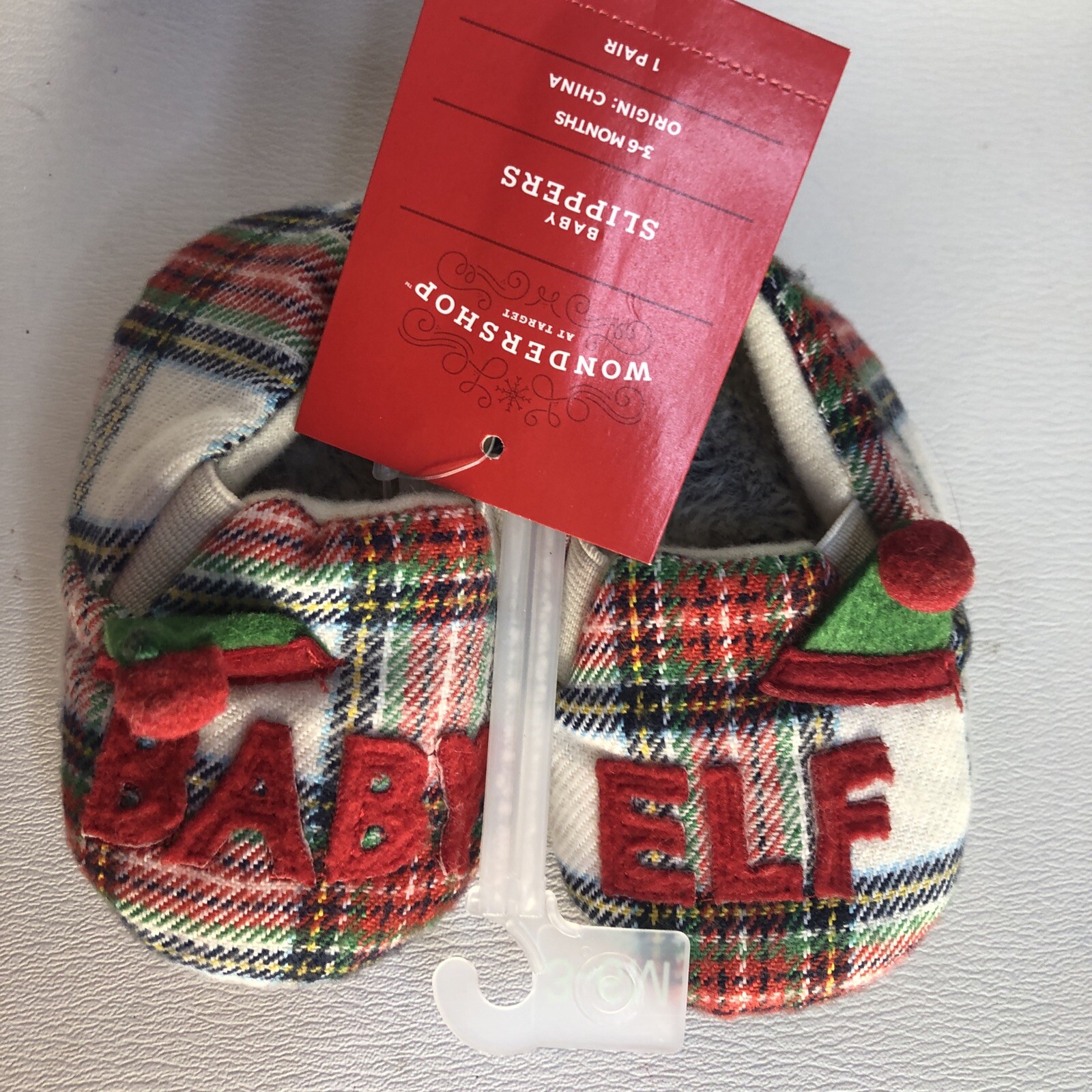 Wondershop Unisex Baby Elf Plaid Bootie Slippers, 3-6M New Christmas