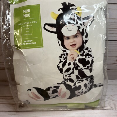 Cow costume Mini Moo fits Infant 6-12 Months Black and White Pre