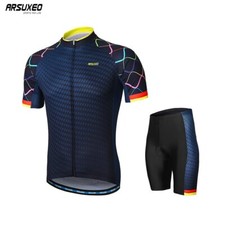 Men Cycling Jerseys Sets Short Sleeves Bicycle Shirt MTB Bike Padded Shorts