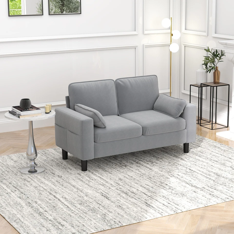 Sofá sofá Loveseat con asiento profundo y fundas extraíbles, gris Foto 2 de 4