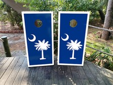 FADEPROOF Cornhole Board Wraps Laminated / Navy Blue South Carolina Flag /