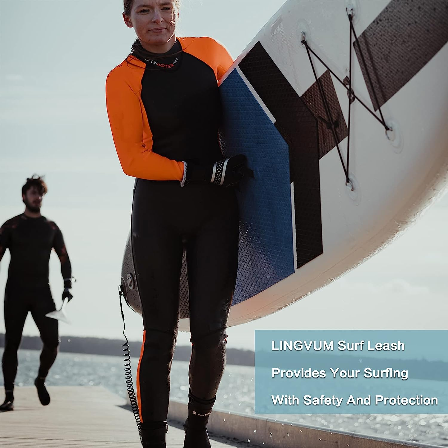 Coiled SUP Leash Premium Stand up Paddle Board Leg Rope Wrist Strap