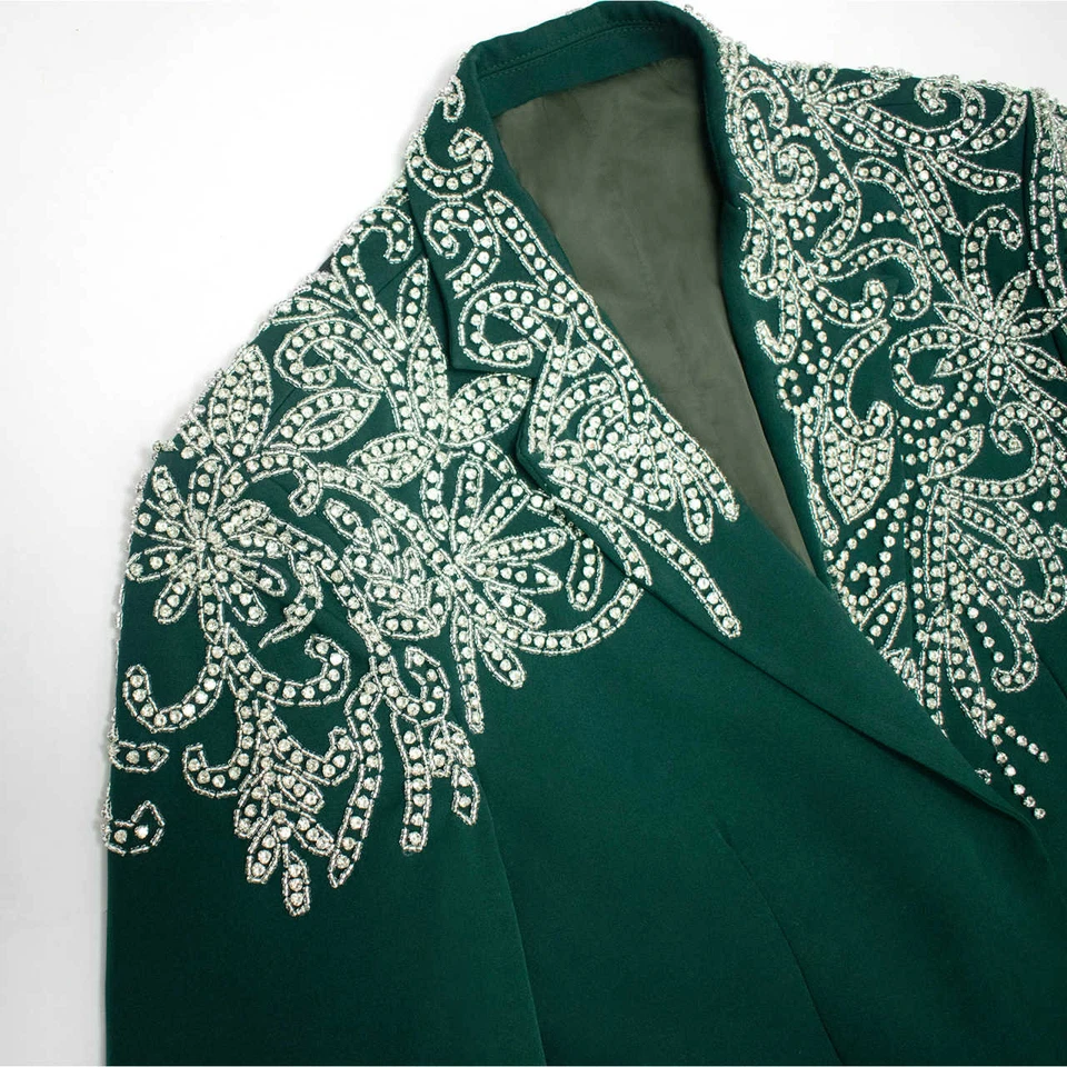 Elegante Traje Para Mujer Mantón Solapa Sencillo Pecho Negocios Informal Trajes Pantalones Foto 3 de 4