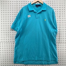 Polo Ralph Lauren Polo Shirt Blue Men XL Yellow Pony Short Sleeve 24X31