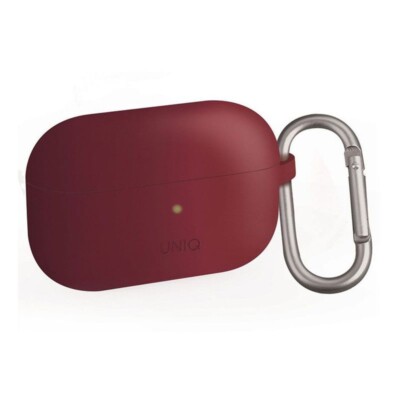 Insignia Burgundy Red Case for Apple Airpods Pro Silicone Hang Keychain
