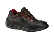 Mens Black Leather Steel Toe Work Trainers Size 3 to 11 UK - MENS LADIES COUGAR