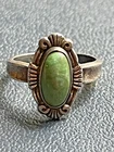 BELL TRADING POST 925 Silver - Vintage Green Turquoise Band Ring Sz 6