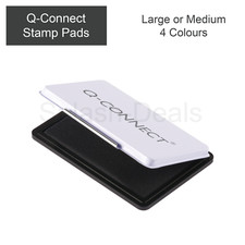 Q-Connect Medium / Large Ink Stamp Pad - Metal Case - Black, Red, Blue or Green