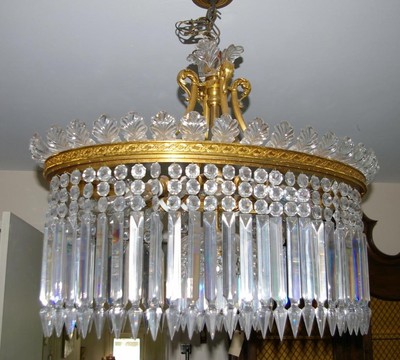 Baccarat large gilded antique crystal chandelier from France Baccarat large gilded antique crystal chandelier from France