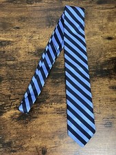 Brooks Brothers Navy, Light Blue British Striped Tie 100 Silk Men's Necktie 58"