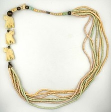 Carved Elephant Multi Strand Necklace Boho Tribal Bead Safari