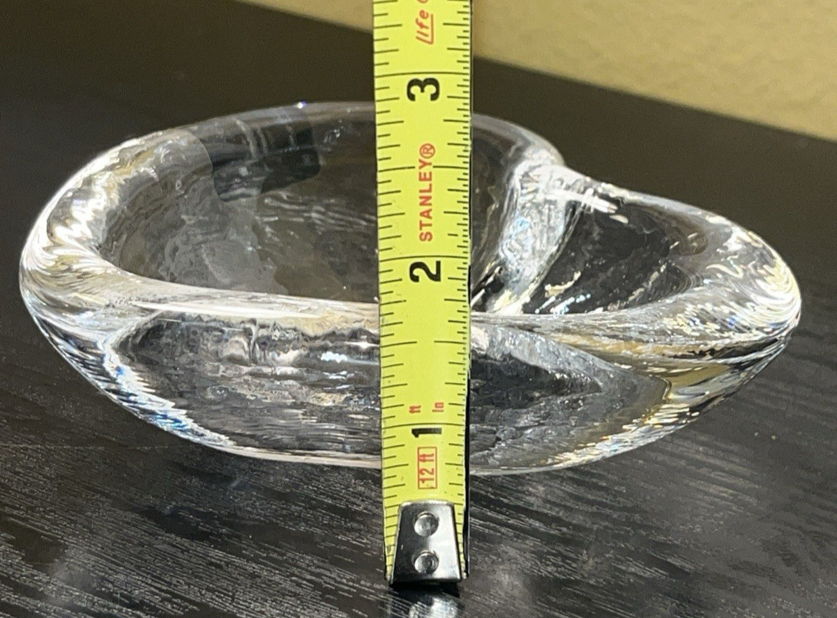 Simon Pearce Highgate Heart Shaped Glass Trinket Dish Bowl Artist Signed 5" Tag